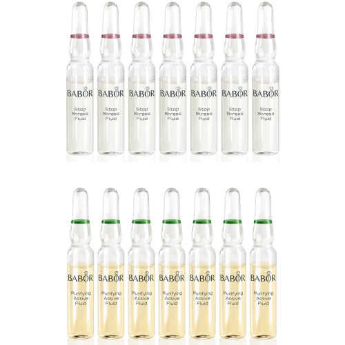 STOP STRESS (7 X 2ML) & PURIFYING ACTIVE (7 X 2ML) Calm & Purify: 14-Day Ampoule Set (20% OFF! Valued at $78)